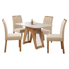 DECOCASA - Juego De Comedor Carolina 130 + 4 Sillas Juli Nude