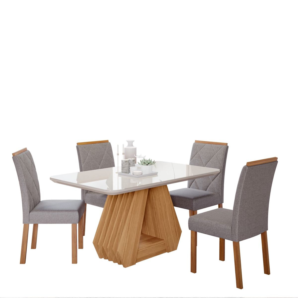 DECOCASA - Juego De Comedor Agata 130 + 4 Sillas Fer Grafito Decocasa