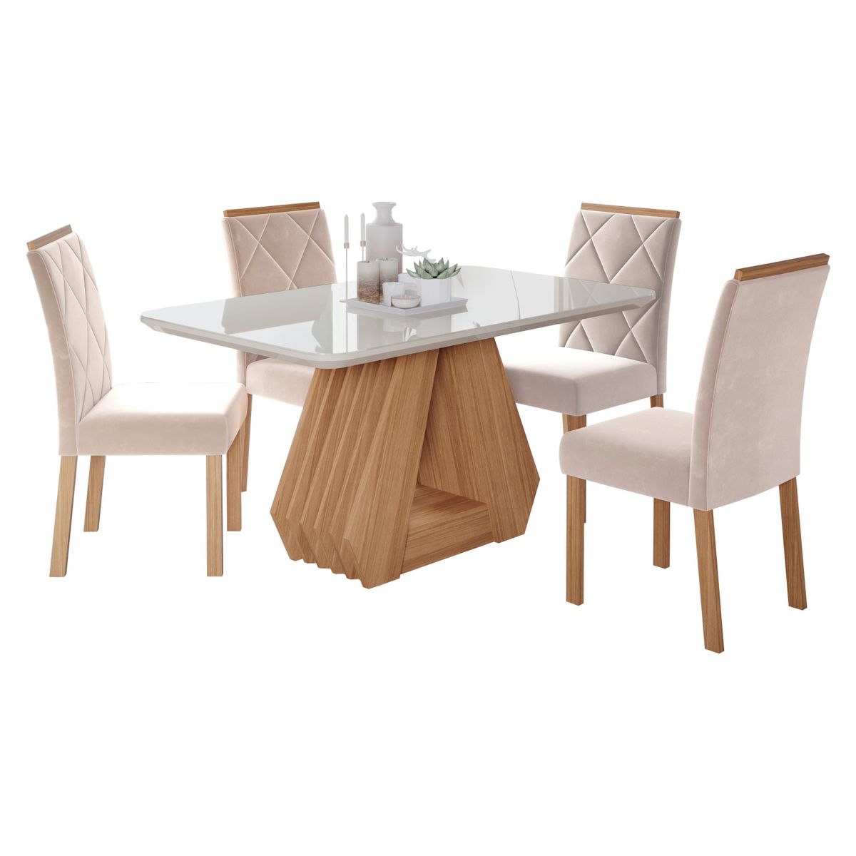 DECOCASA - Juego De Comedor Agata 4 Sillas Fernanda Nude Decocasa