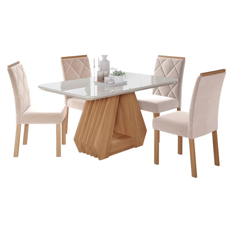 DECOCASA - Juego De Comedor Agata 130 + 4 Sillas Fer Nude Decocasa