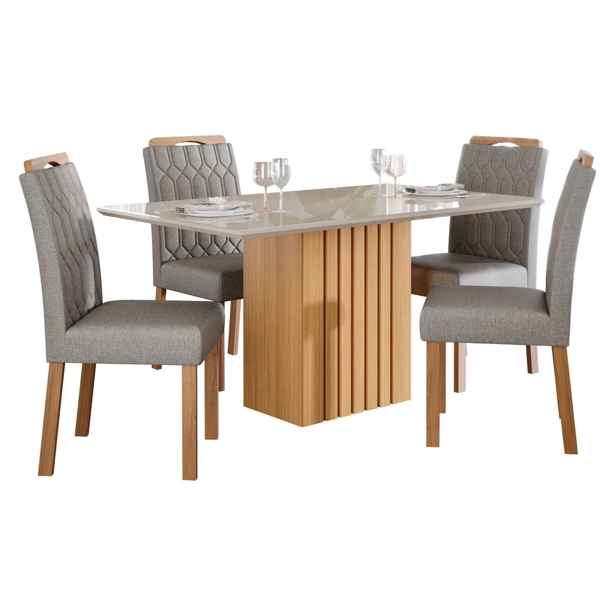 DECOCASA - Juego De Comedor Ana 130 + 4 Sillas Pao Grafito Decocasa