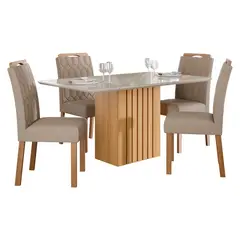 DECOCASA - Juego De Comedor Ana 130 + 4 Sillas Pao Beige