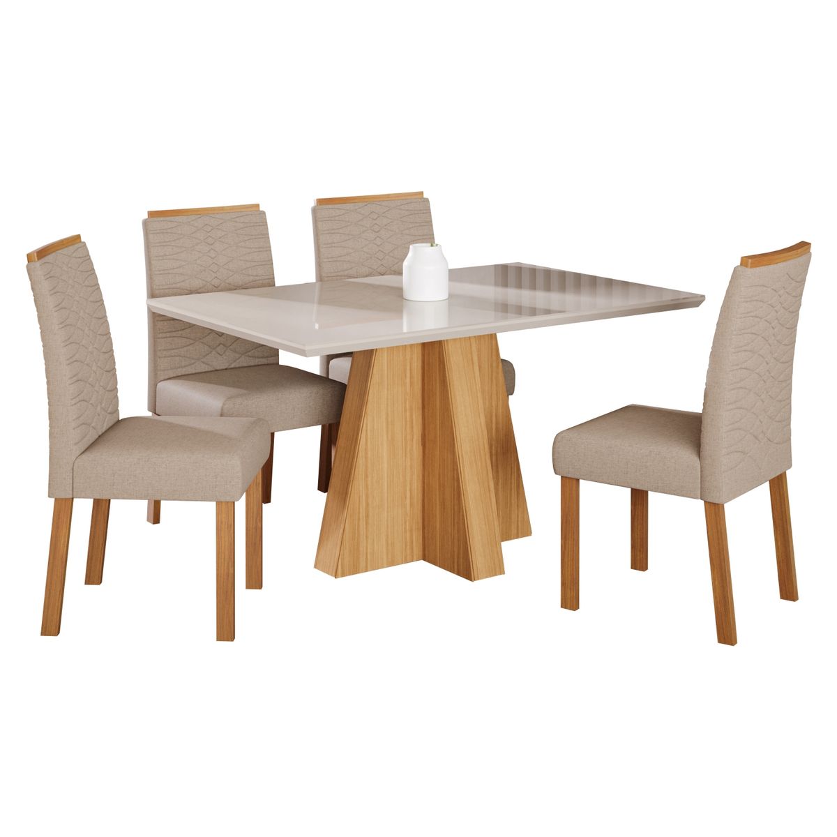 DECOCASA - Juego De Comedor Patricia 130 + 4 Sillas Cla Beige Decocasa
