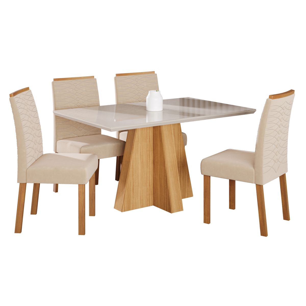 DECOCASA - Juego De Comedor Patricia 130 + 4 Sillas Cla Nude Decocasa