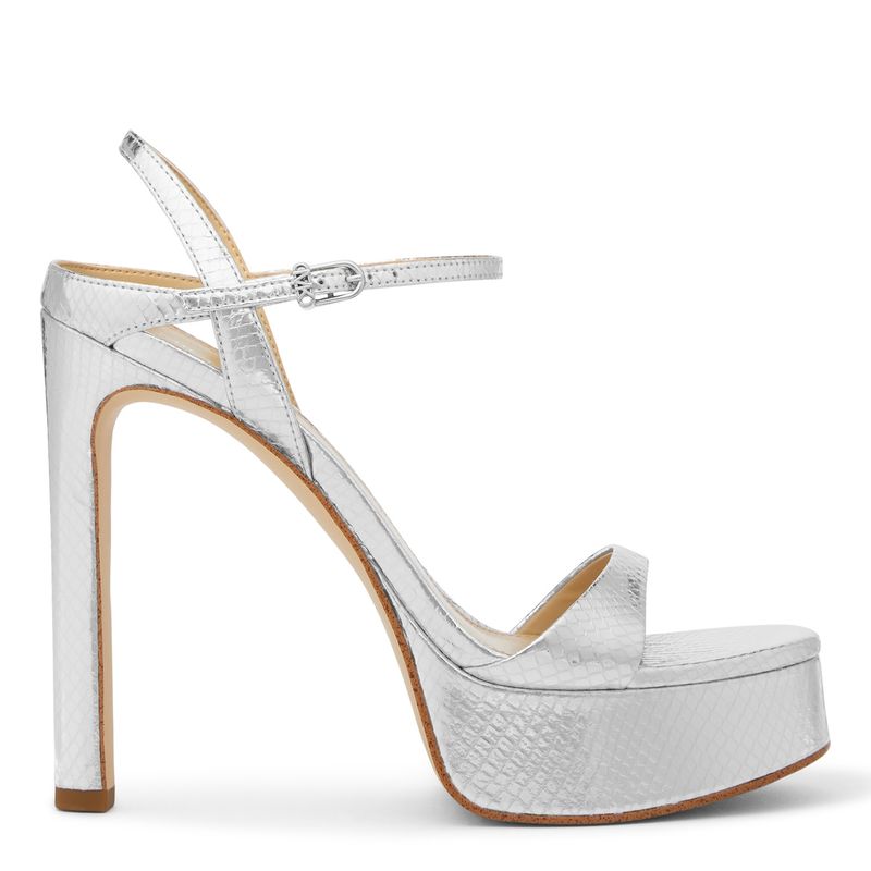 MICHAEL KORS - Sandalia Mujer Cuero Plateado Michael Kors