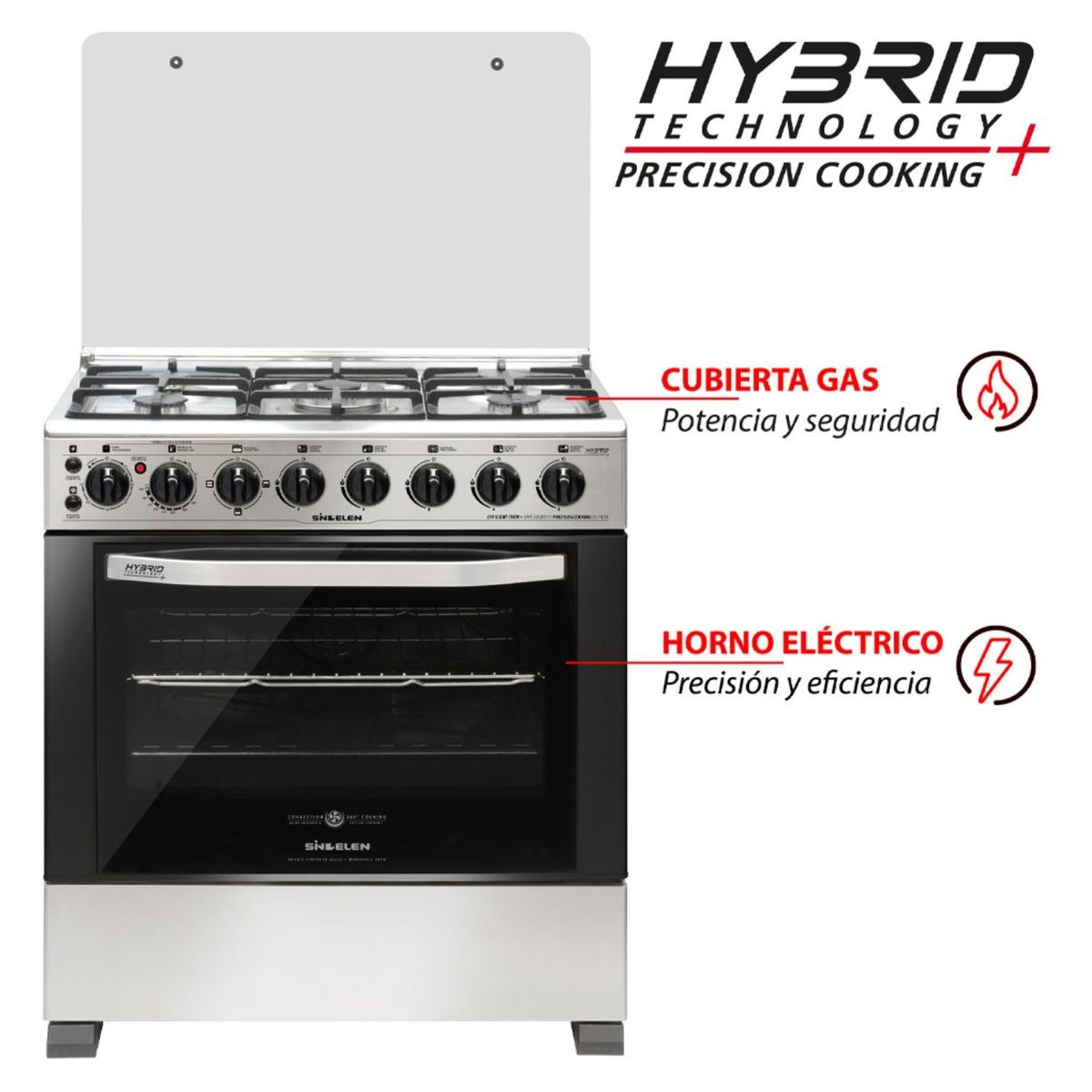 SINDELEN - Cocina 5 Quemadores Horno De 80 Litros Con Grill Gas Licuado Ch-740Ni Sindelen