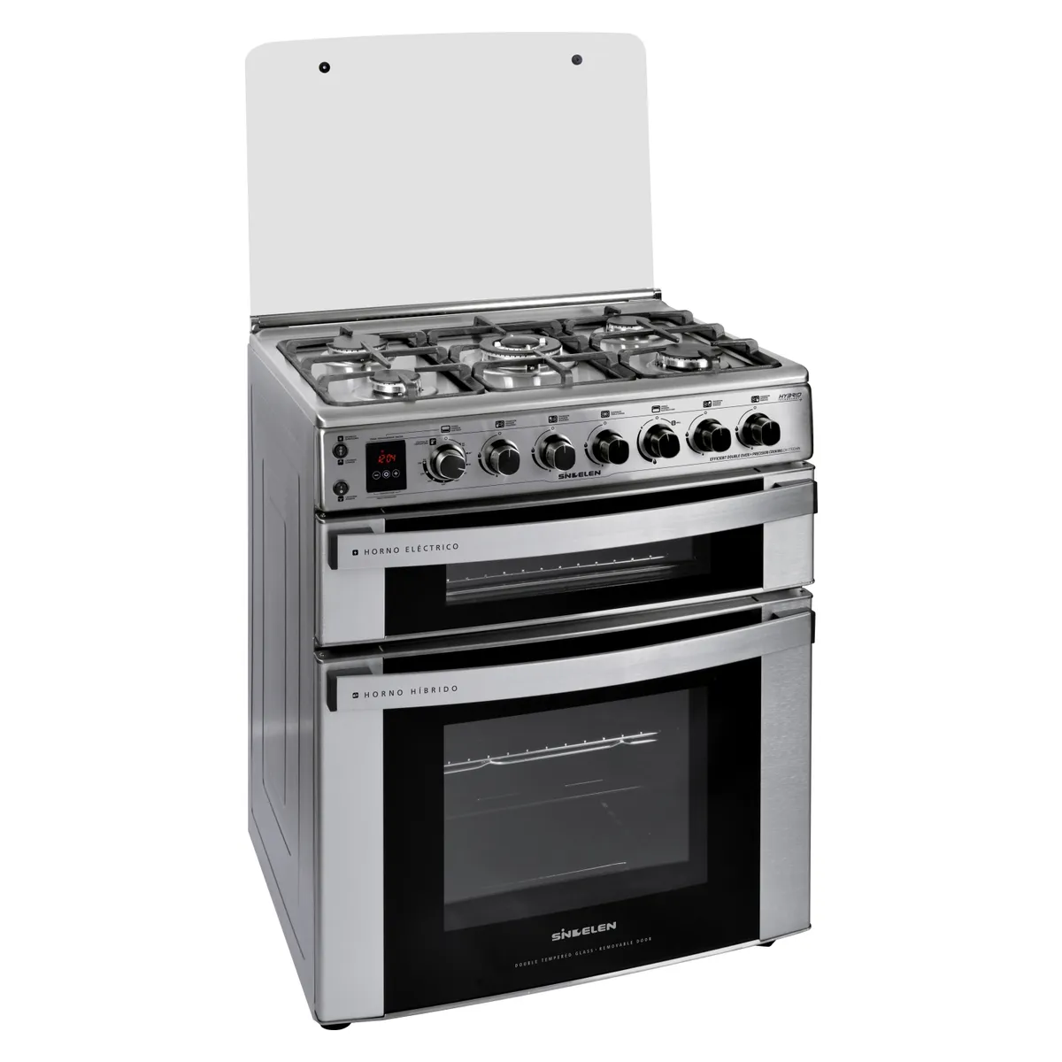 SINDELEN - Cocina 5 Quemadores Doble Horno Híbrido De 116 Lt Con Grill Gas Licuado Ch-770Dhin Sindelen