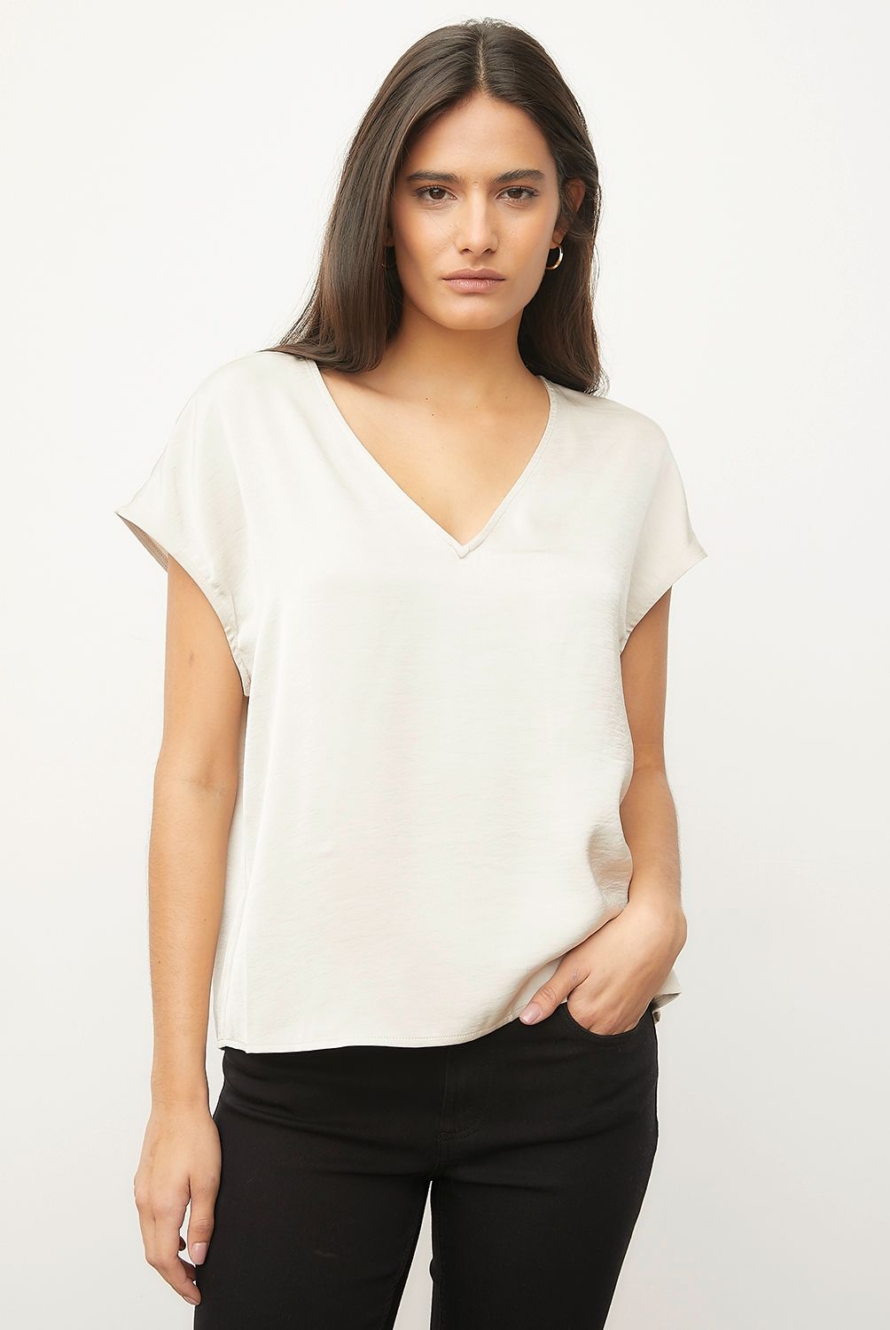 VERO MODA - Blusa Manga Corta Cuello En V Mujer Vero Moda