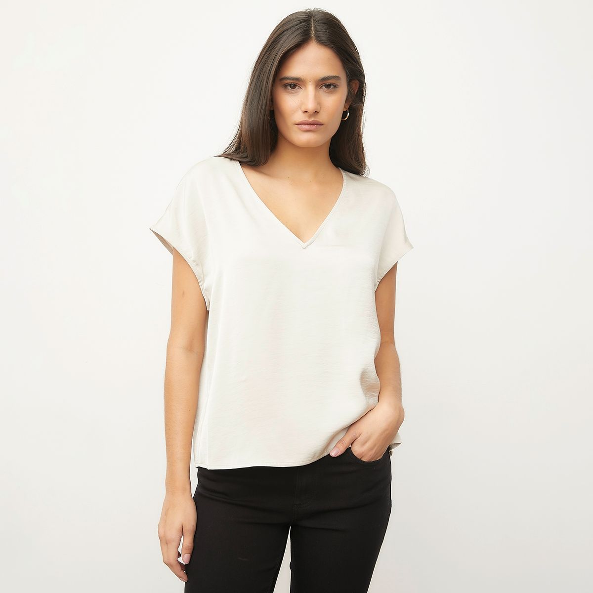 VERO MODA - Blusa Manga Corta Cuello En V Mujer Vero Moda