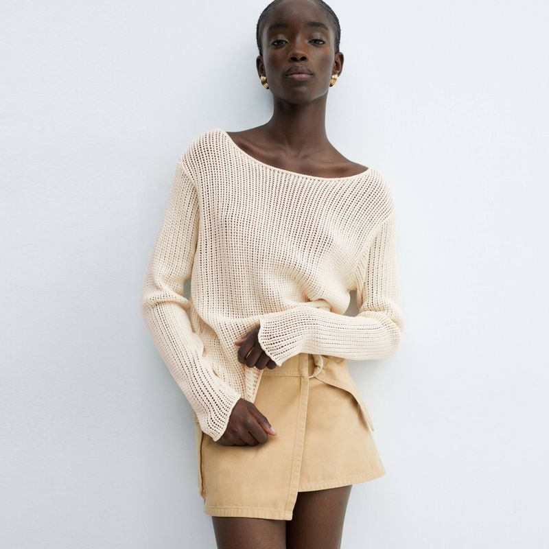 MANGO - Sweater Punto Cuello Barco Mujer Mango