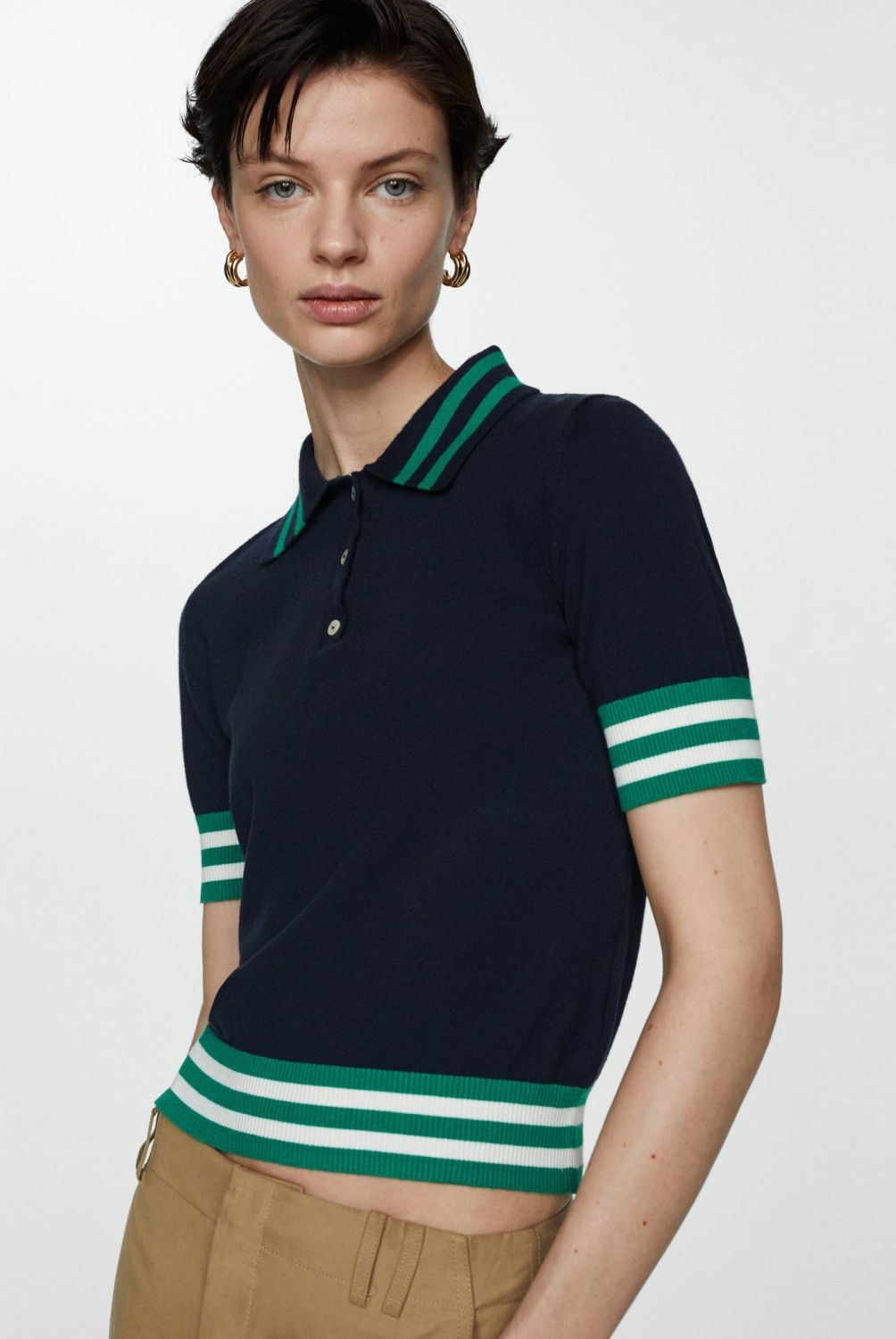 MANGO - Sweater Punto Cuello Polo Mujer Mango