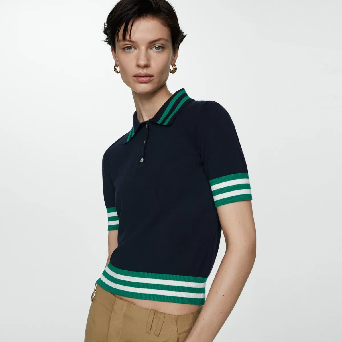 MANGO - Sweater Punto Cuello Polo Mujer Mango