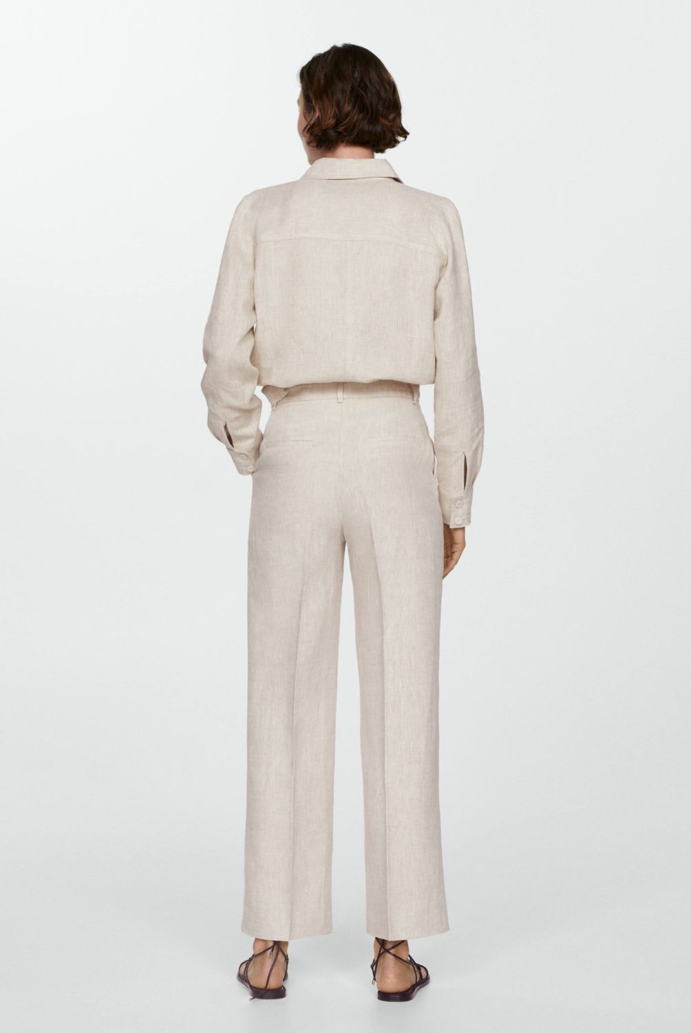 MANGO - Pantalón Recto Lino Mujer Mango