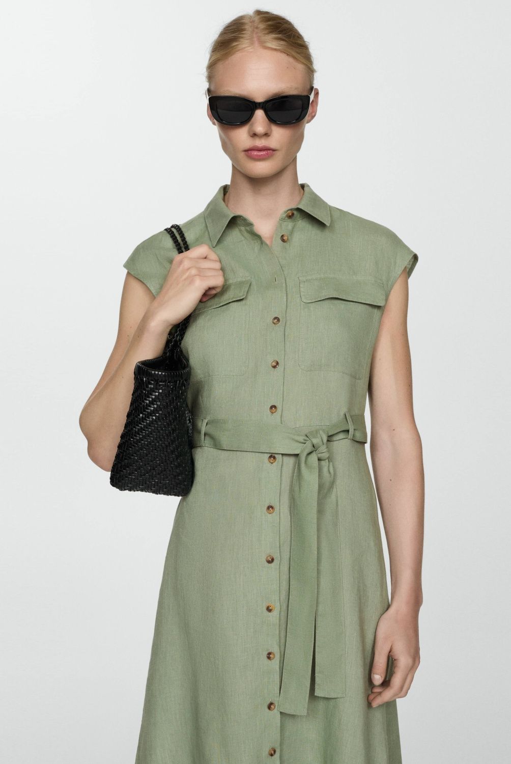 MANGO - Vestido Camisero 100% Lino Mujer Mango