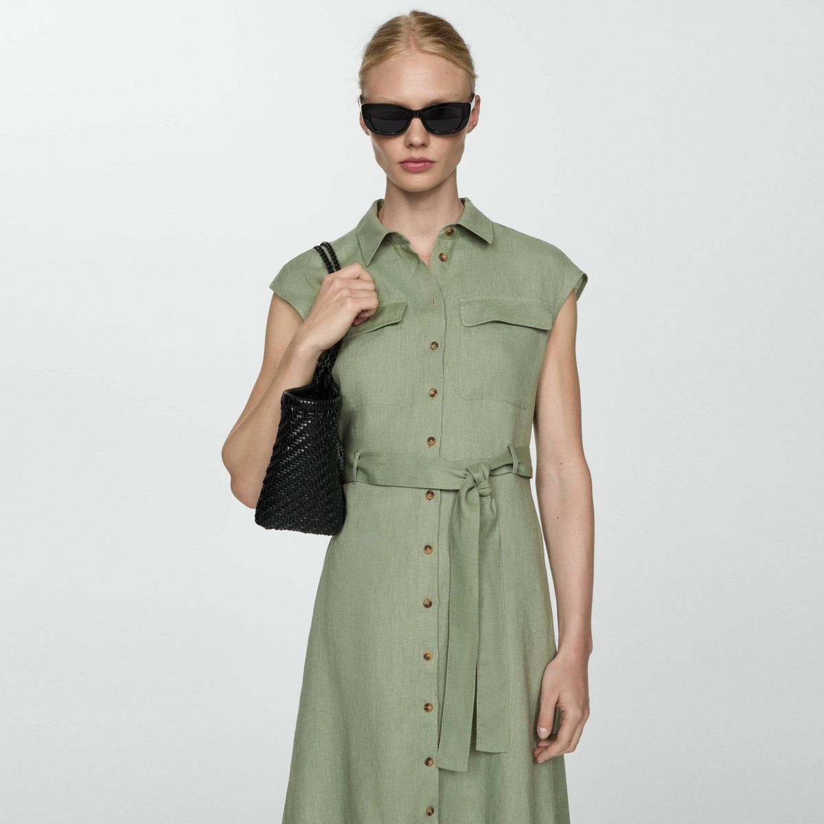 MANGO - Vestido Camisero 100% Lino Mujer Mango