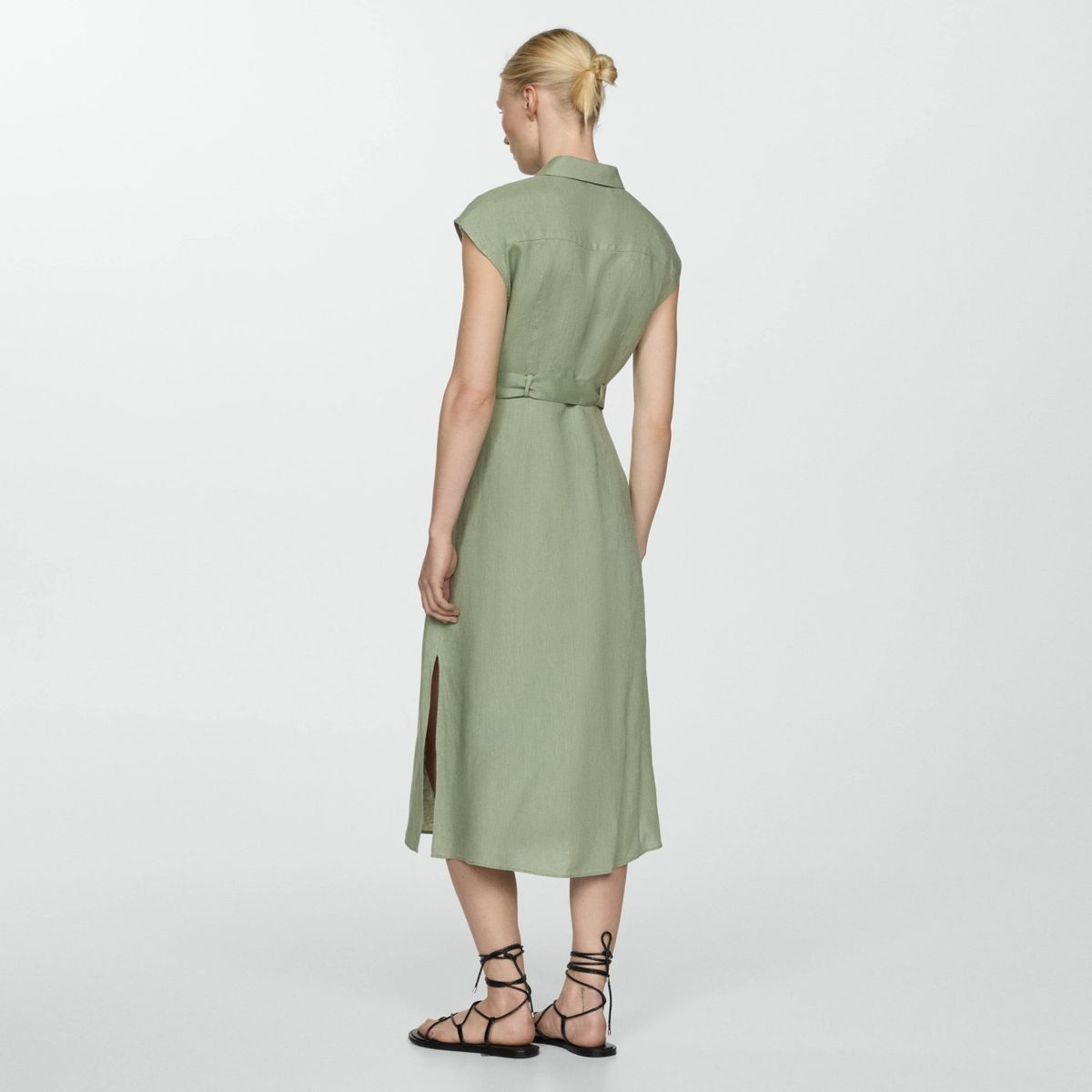 MANGO - Vestido Camisero 100% Lino Mujer Mango