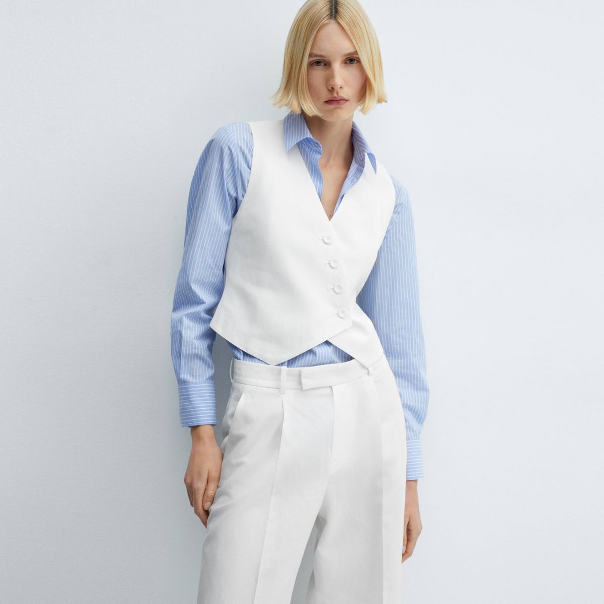 MANGO - Chaleco Traje Botones Cruzados Vest Mujer Mango