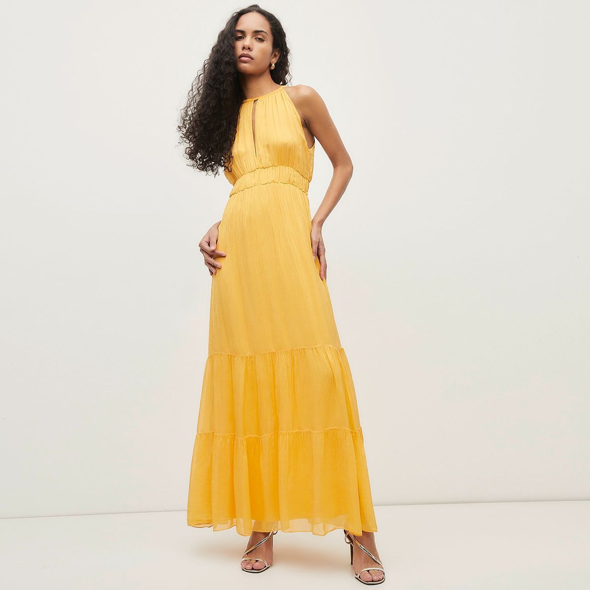 DIXIE - Vestido Largo Escalonado sin Mangas con Pinzas Mujer Dixie