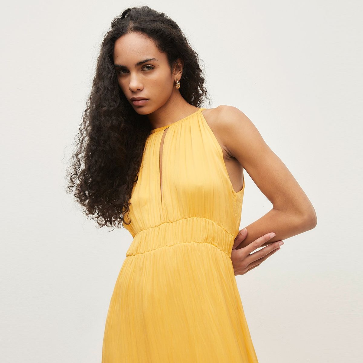 DIXIE - Vestido Largo Escalonado sin Mangas con Pinzas Mujer Dixie