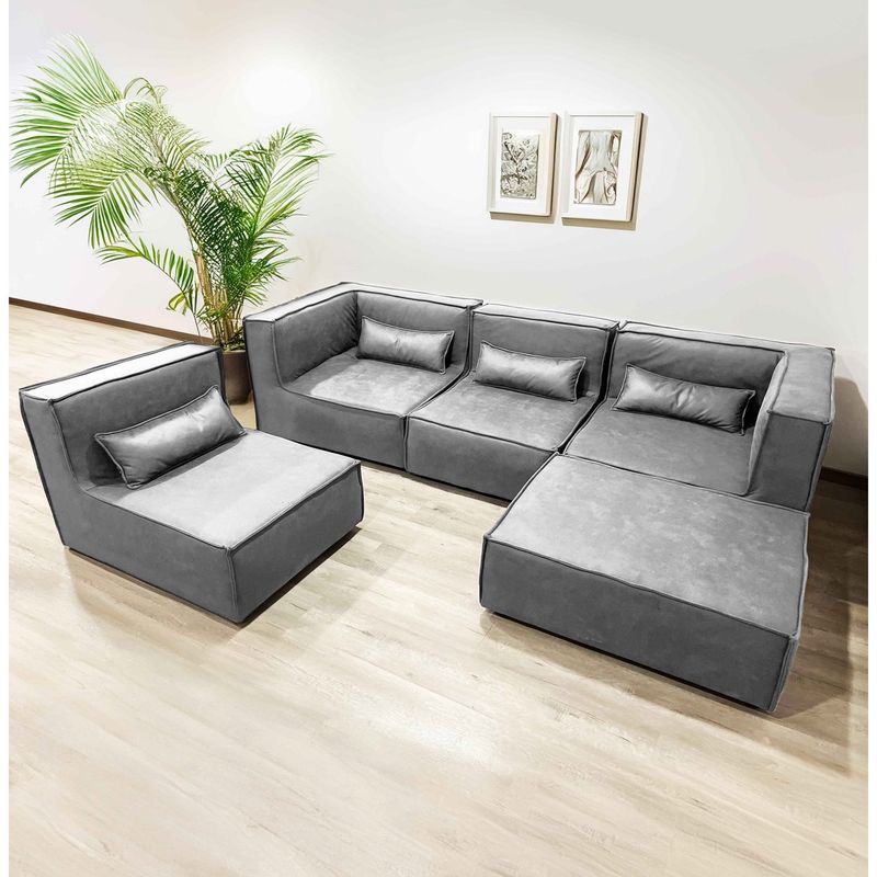 BASEMENT HOME - Sofá Seccional Modular Basement Home Sidney Café 5 Cuerpos