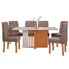 ALTAVISION - Juego De Comedor 6 Sillas Astrid Amend White/Taupe Altavisión