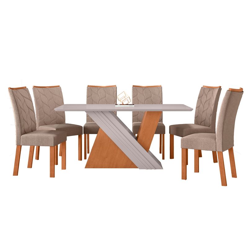 ALTAVISION - Juego De Comedor 6 Sillas Venus Amend White/Beige Altavisión