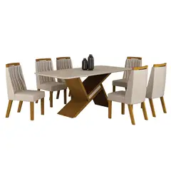 ALTAVISION - Juego De Comedor 6 Sillas Agata Freijo White/Beige Altavisión