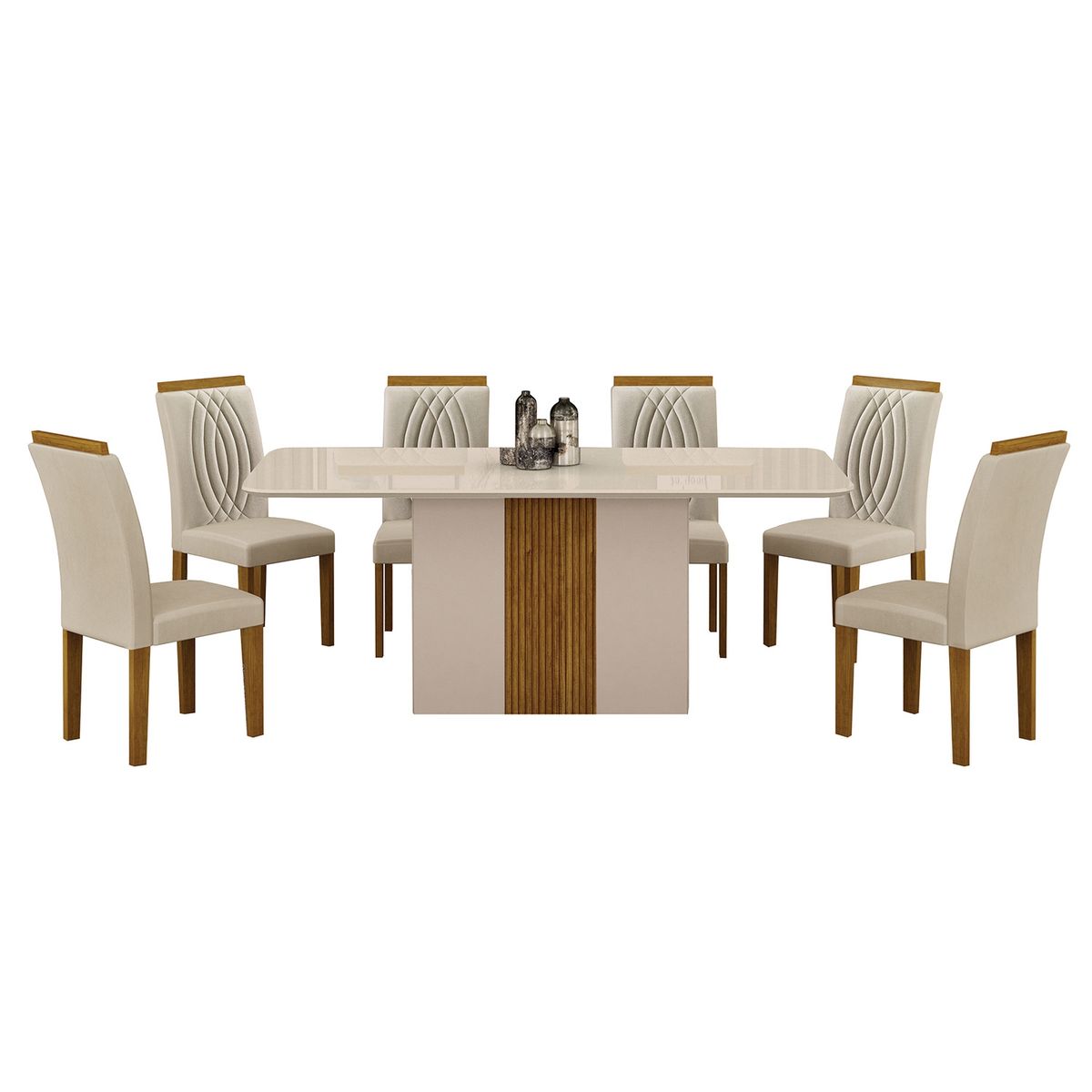 ALTAVISION - Juego De Comedor 6 Sillas Doha White Freijo/Marfil Altavisión