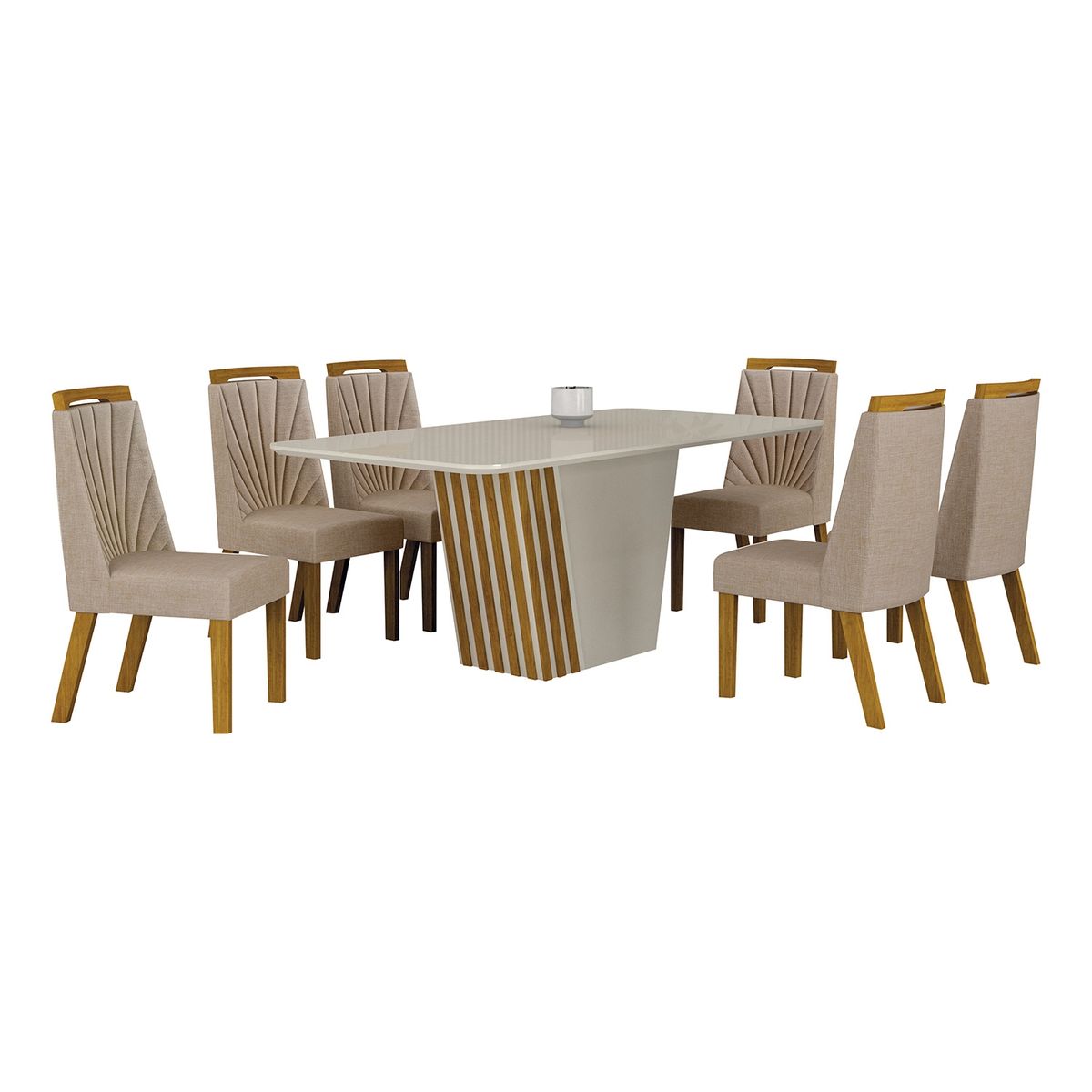 ALTAVISION - Juego De Comedor 6 Sillas Liz White Freijo/Beige Altavisión