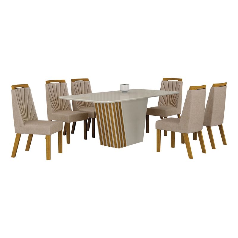ALTAVISION - Juego De Comedor 6 Sillas Liz White Freijo/Beige Altavisión