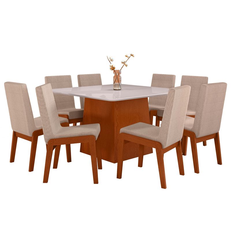 ALTAVISION - Juego De Comedor 8 Sillas Nevada Frasin White/Beige Altavisión