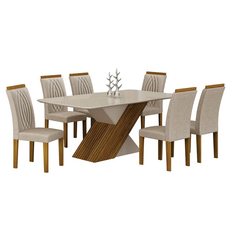 ALTAVISION - Juego De Comedor 6 Sillas Ilheu Freijo White/Beige Altavisión