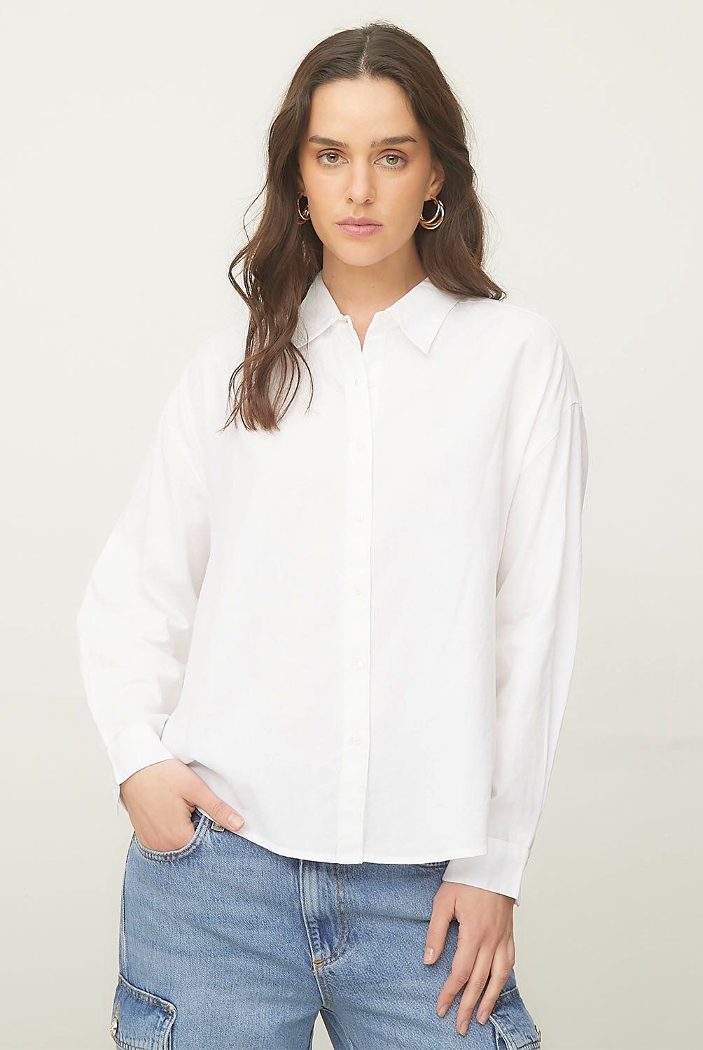 BROWNIE - Blusa Manga Larga Lisa Mujer Brownie