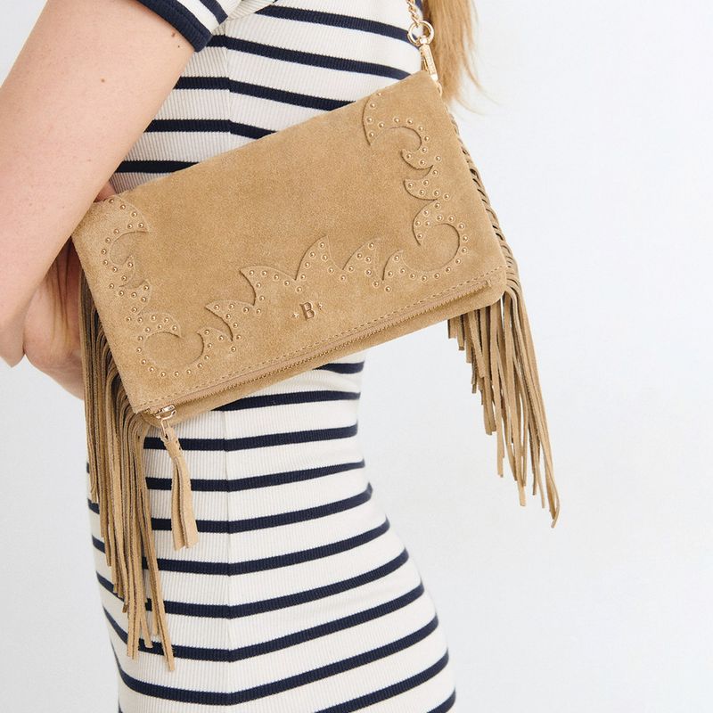BROWNIE - Bolso Solapa Flecos Mujer Brownie