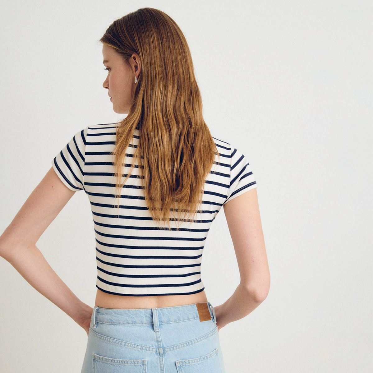 BROWNIE - Polera Baby Tee Rayas Boradao Mujer Brownie