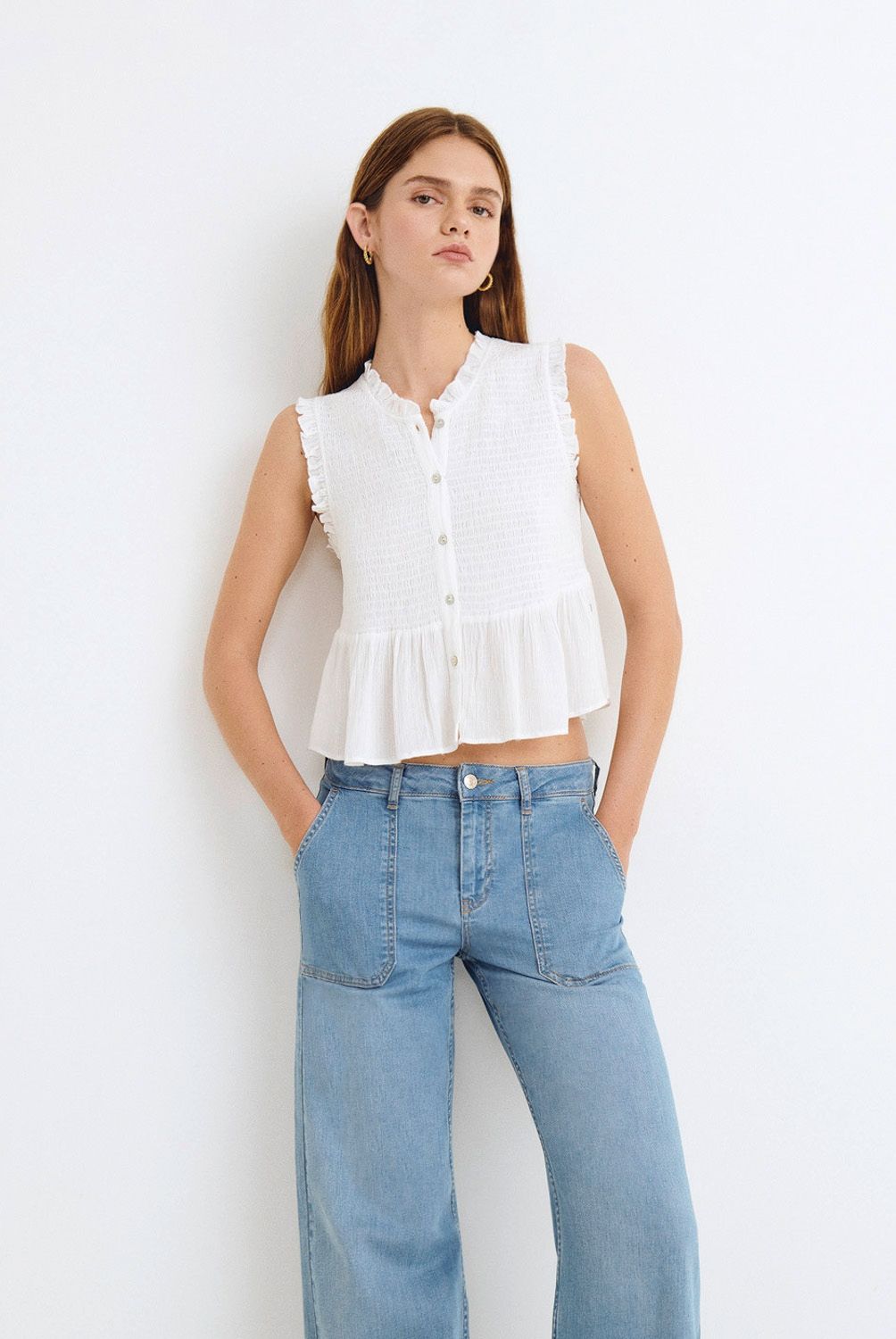 BROWNIE - Blusa Smock Sin Manga Mujer Brownie