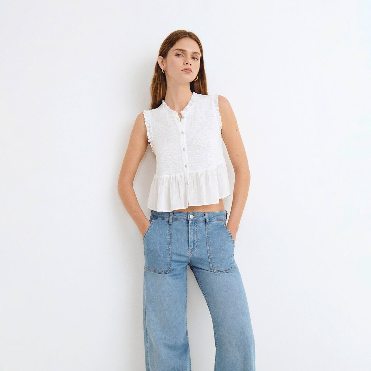 BROWNIE - Blusa Smock Sin Manga Mujer Brownie