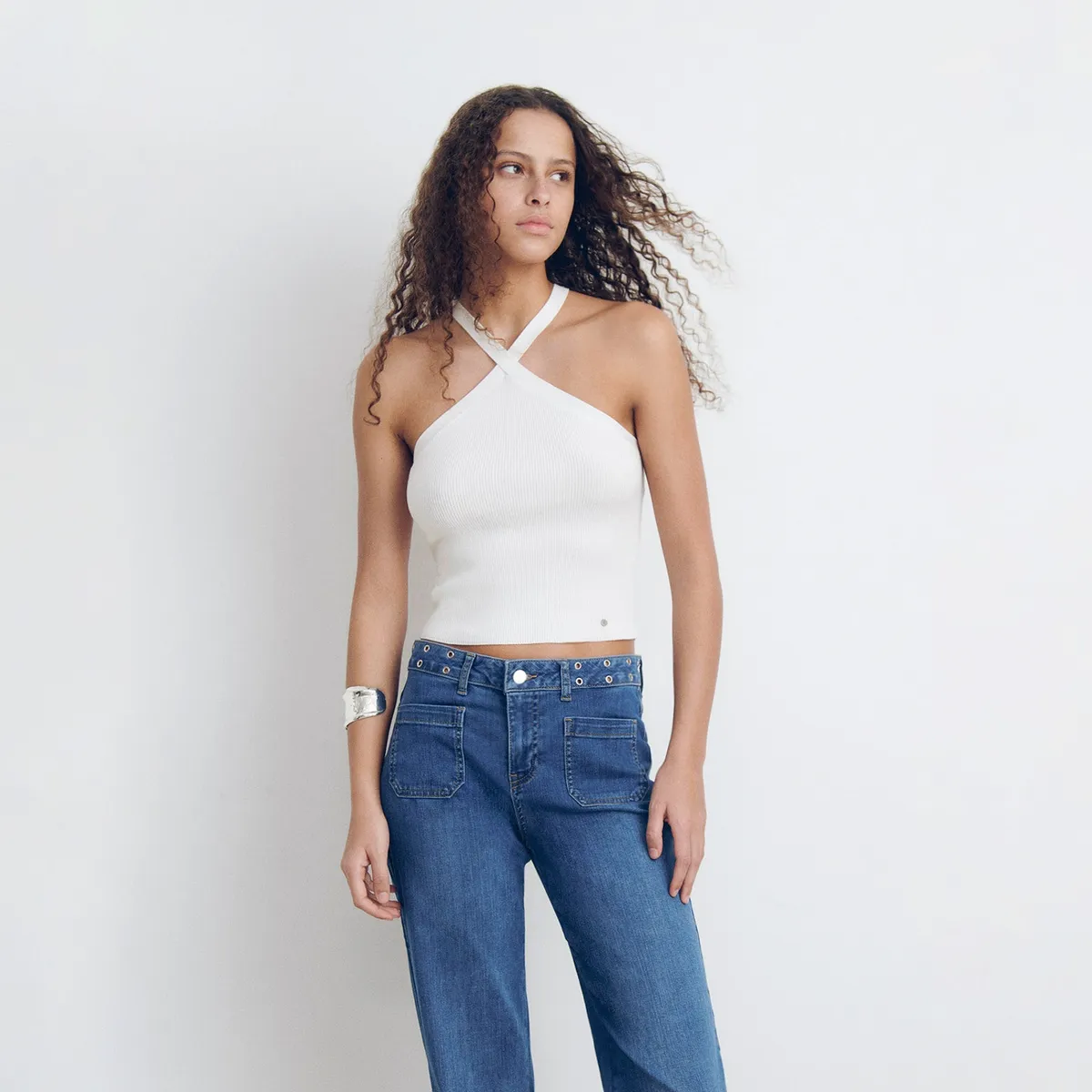 BROWNIE - Top Happy Básico Mujer Blanco