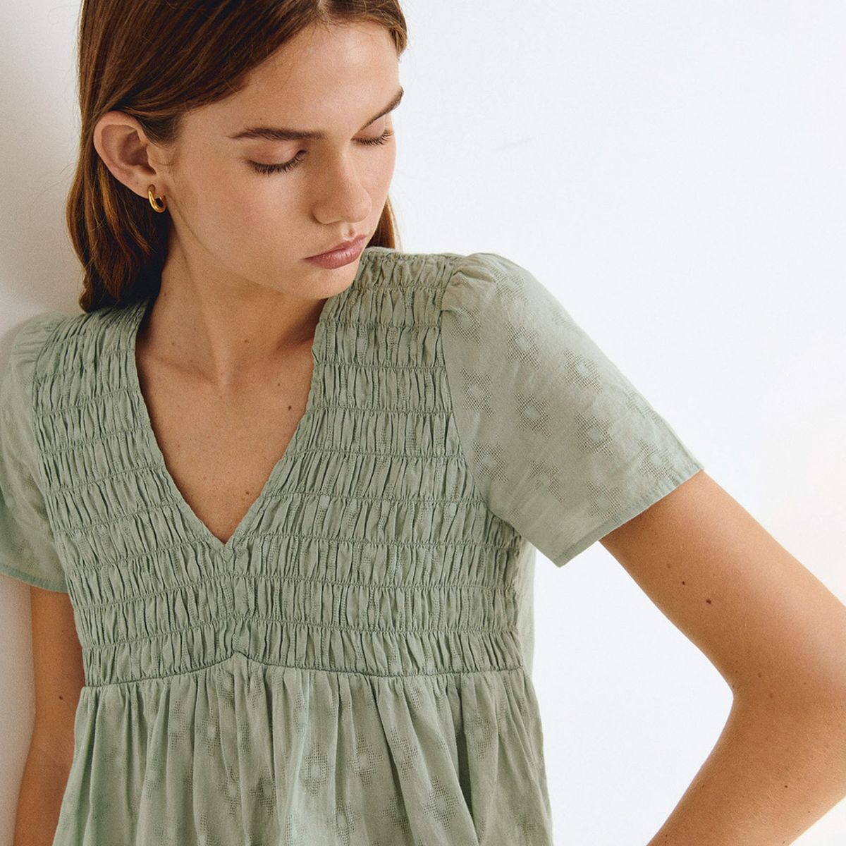 BROWNIE - Blusa Manga Corta Smock Mujer Brownie