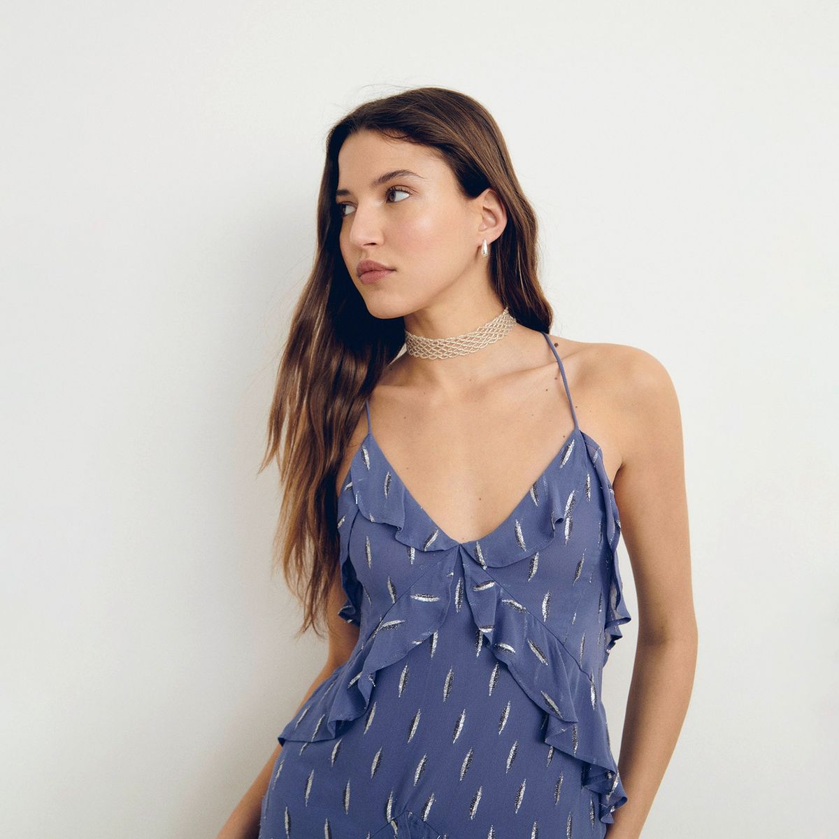 BROWNIE - Vestido Tirantes Volantes Brillo Mujer