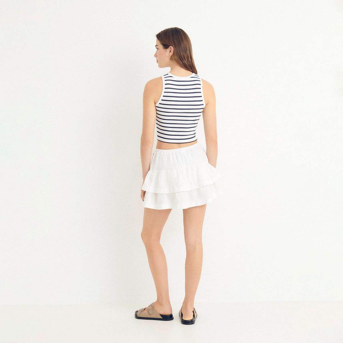 BROWNIE - Falda Jaretas Lino Mujer