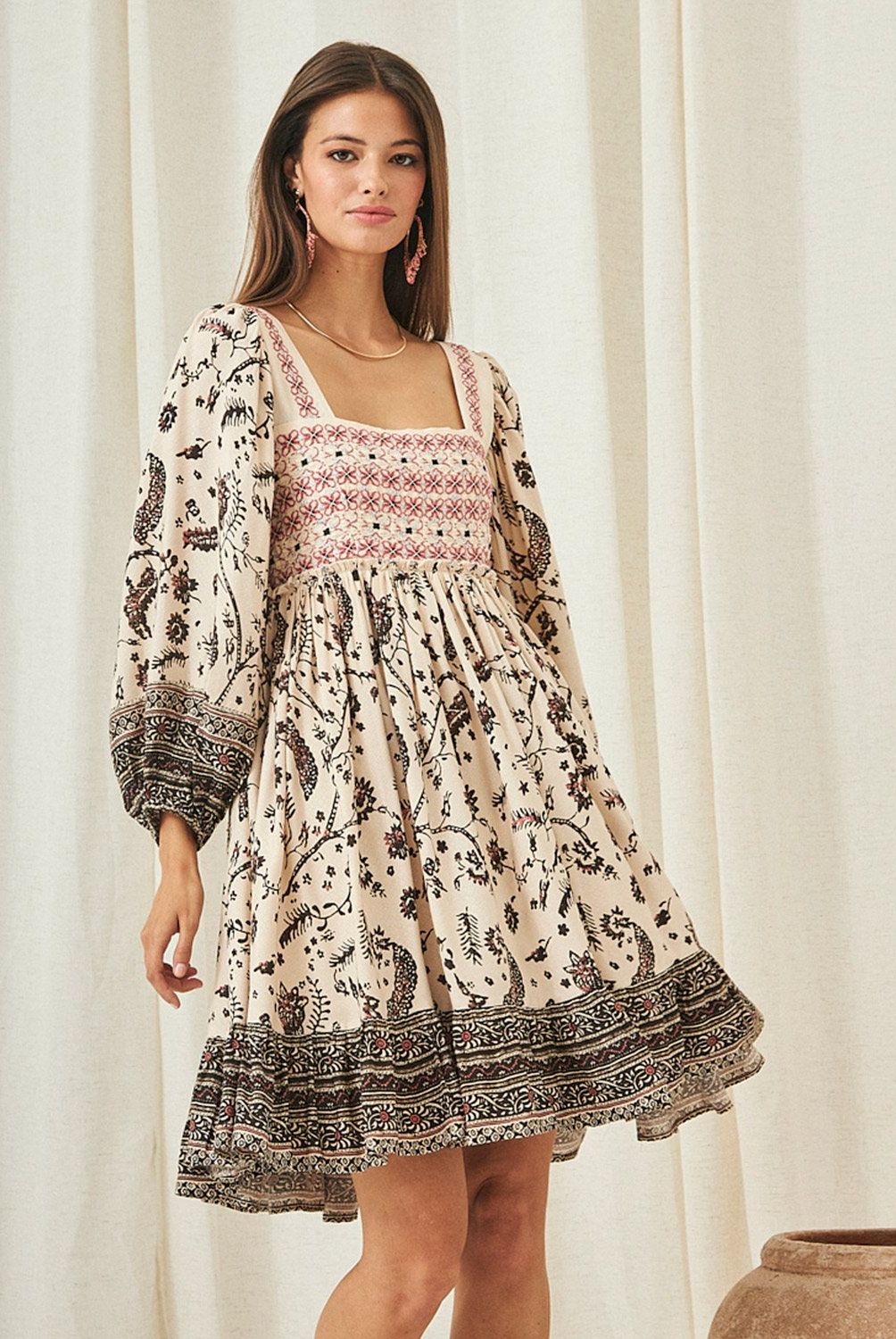 NKN - Vestido Corto Manga Larga Mujer Nkn
