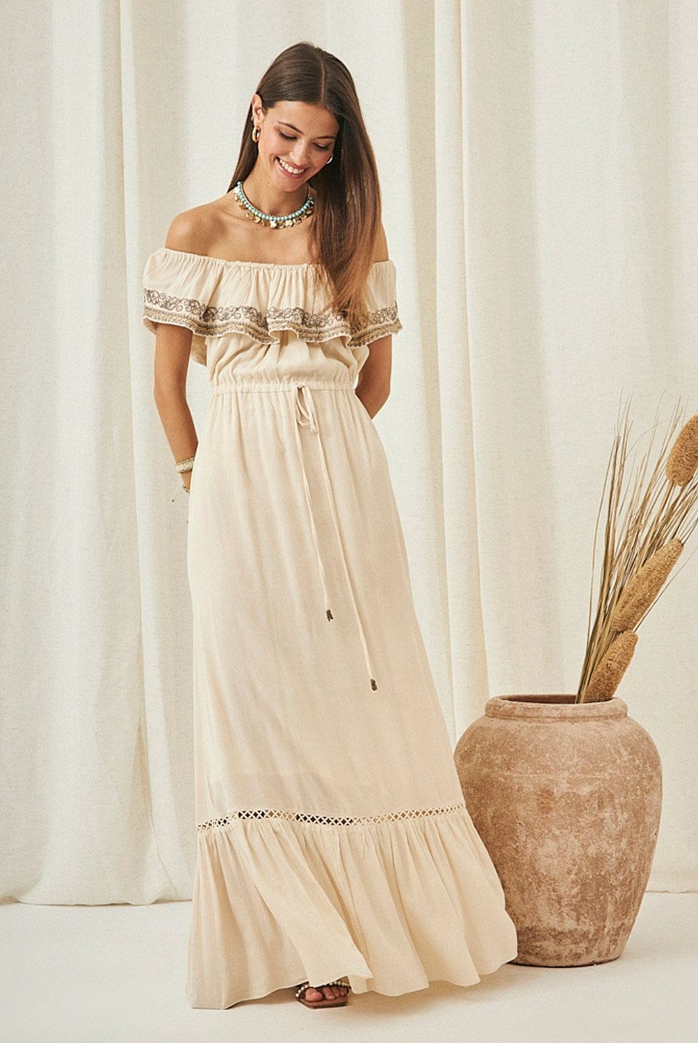 NKN - Vestido Largo Hombros Descubiertos Mujer Nkn