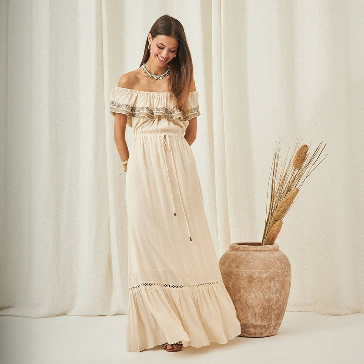 NKN - Vestido Largo Hombros Descubiertos Mujer Nkn