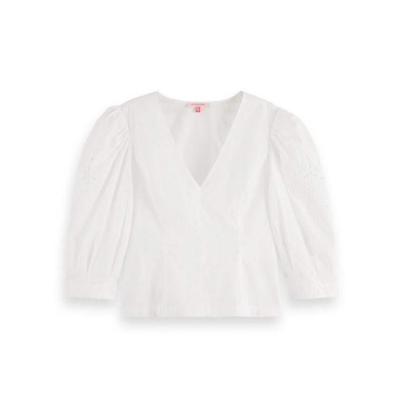 SCOTCHSODA - Blusa Broderie Manga Englobadas Mujer  Scotchsoda