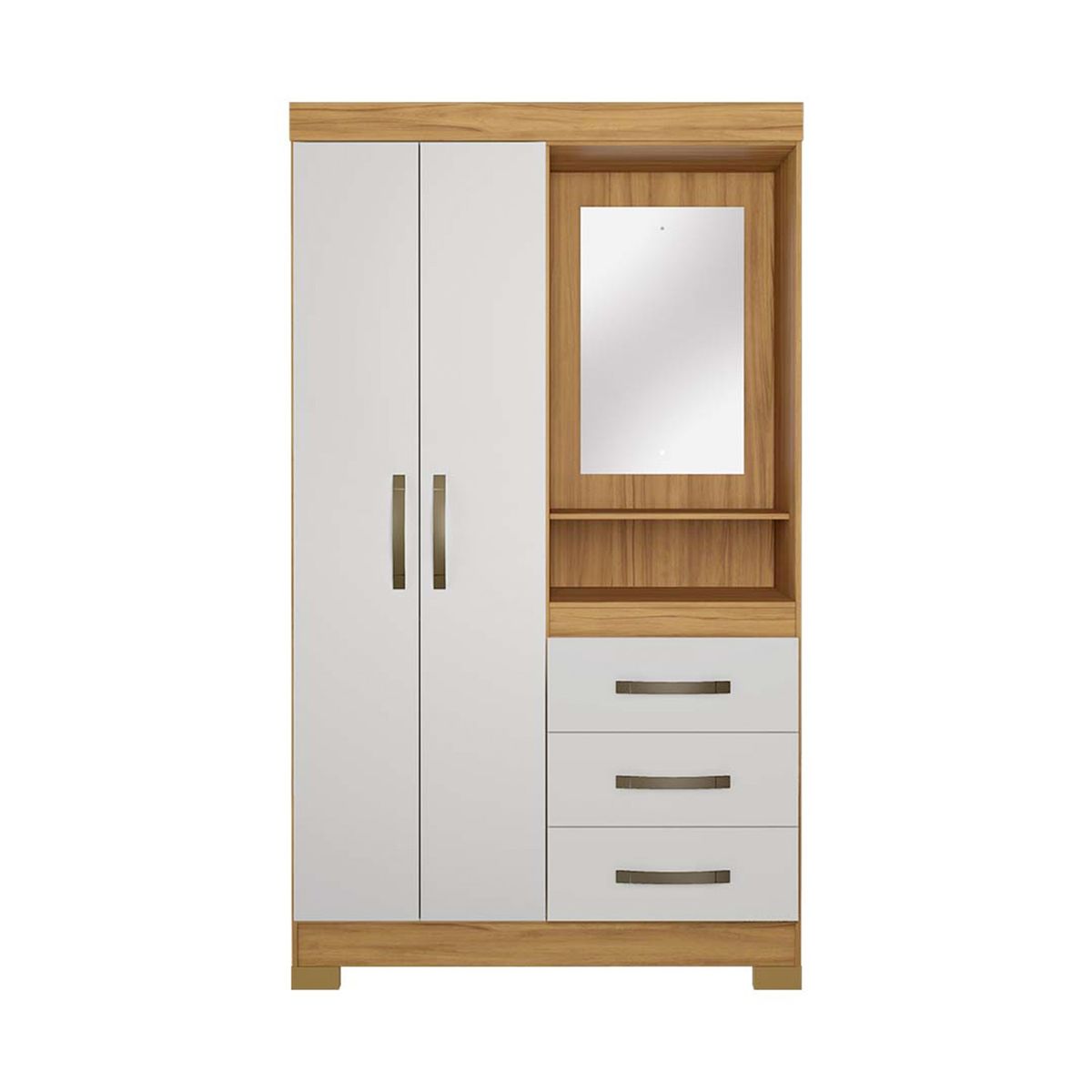 HOME MOBILI - Clóset 2 Puertas 3 Cajones + Espejo Blado Café Home Mobili