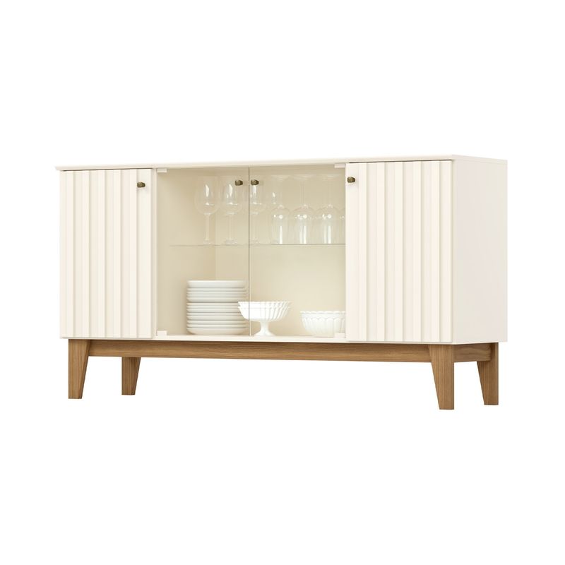 HOME MOBILI - Buffet 4 Puertas Merce Blanco Off-Café Home Mobili