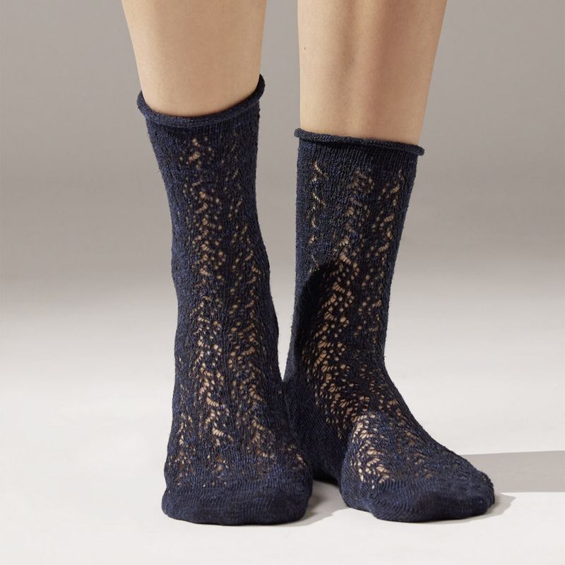 CALZEDONIA - Calcetines Cortos Calados con Lino Mujer Calzedonia