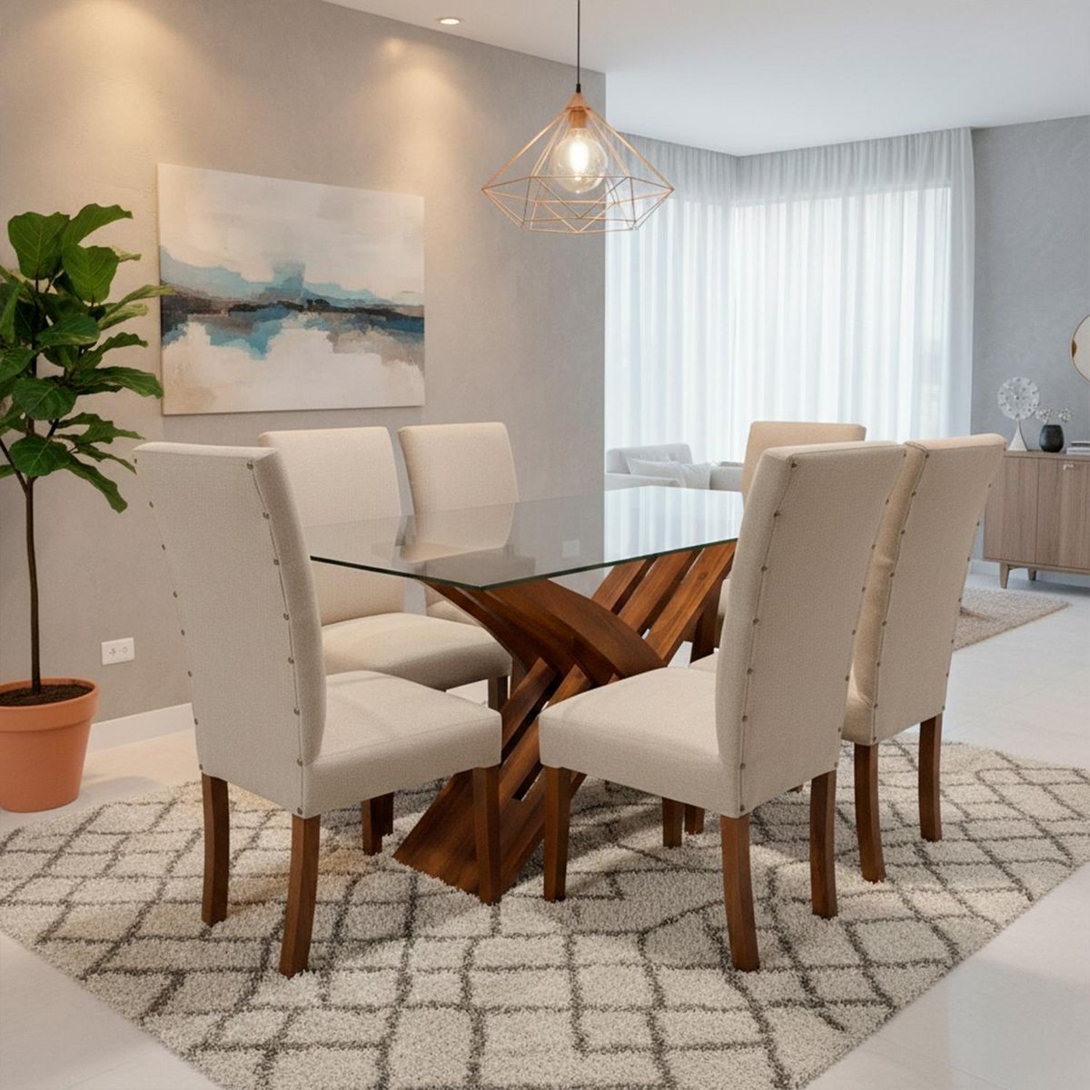 LIVING FACTORY - Juego De Comedor 6 Puestos Gabbana Living Factory