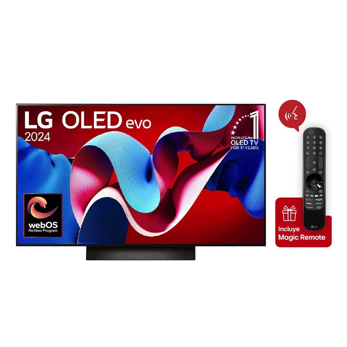 LG - Televisor OLED 77 Pulgadas Smart TV 4K UHD OLED77C4PSA + Magic Remote LG